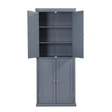 30 in. W x 14 in. D x 72.4 in. H Gray MDF Freestanding Ready to Assemble Kitchen Cabinet Storage with 4 Doors