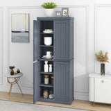 30 in. W x 14 in. D x 72.4 in. H Gray MDF Freestanding Ready to Assemble Kitchen Cabinet Storage with 4 Doors