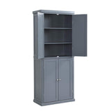 30 in. W x 14 in. D x 72.4 in. H Gray MDF Freestanding Ready to Assemble Kitchen Cabinet Storage with 4 Doors