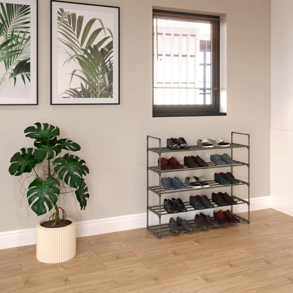 370 H 30-Pair 5-Tier Gray Polymer Shoe Rack