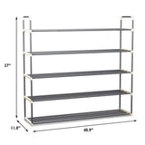 370 H 30-Pair 5-Tier Gray Polymer Shoe Rack