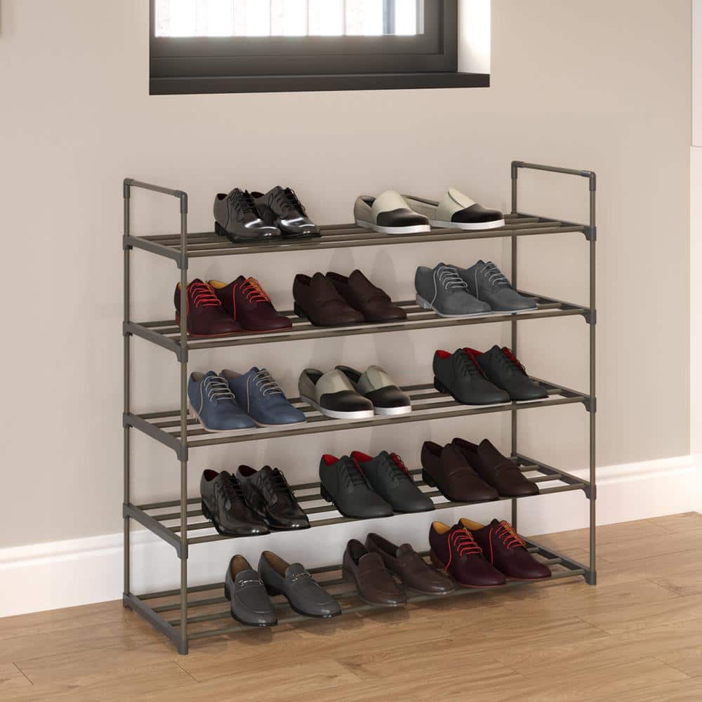 370 H 30-Pair 5-Tier Gray Polymer Shoe Rack
