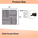 Siavonce 30-piece Interlocking Deck Tiles Checker Pattern, 12 in. x 12 in. Square Light Gray Acacia Hardwood Outdoor Flooring