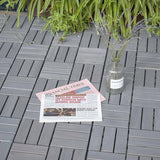Siavonce 30-piece Interlocking Deck Tiles Checker Pattern, 12 in. x 12 in. Square Light Gray Acacia Hardwood Outdoor Flooring