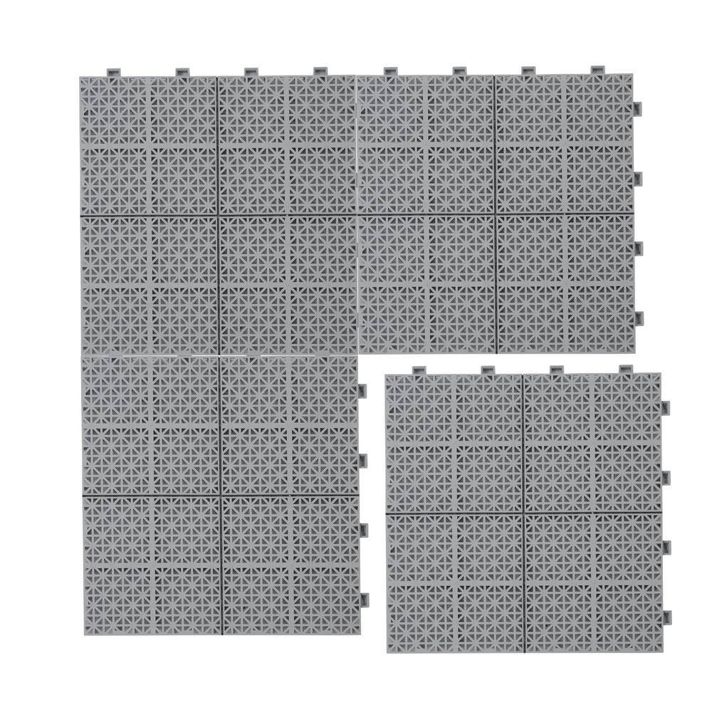 Siavonce 1 ft. x 1 ft. Interlocking Plastic Deck Tiles in Gray Waterproof Outdoor Composite Shower Balcony Porch (Pack of 1)