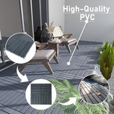 GOGEXX 12 in.W x 12 in. L Outdoor Striped Pattern Square Plastic Interlocking Flooring Deck Tiles (Pack of 44 Tiles)in Gray