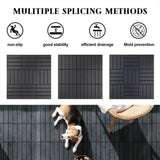 GOGEXX 12 in.W x 12 in. L Outdoor Striped Pattern Square Plastic Interlocking Flooring Deck Tiles (Pack of 44 Tiles)in Gray