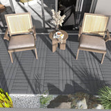 GOGEXX 12 in.W x 12 in. L Outdoor Striped Pattern Square Plastic Interlocking Flooring Deck Tiles (Pack of 44 Tiles)in Gray