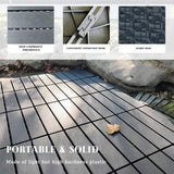 GOGEXX 12 in.W x 12 in. L Outdoor Striped Pattern Square Plastic Interlocking Flooring Deck Tiles (Pack of 44 Tiles)in Gray