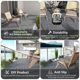 GOGEXX 12 in.W x 12 in. L Outdoor Striped Pattern Square Plastic Interlocking Flooring Deck Tiles (Pack of 44 Tiles)in Gray
