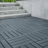 GOGEXX 12 in.W x 12 in. L Outdoor Striped Pattern Square Plastic Interlocking Flooring Deck Tiles (Pack of 44 Tiles)in Gray