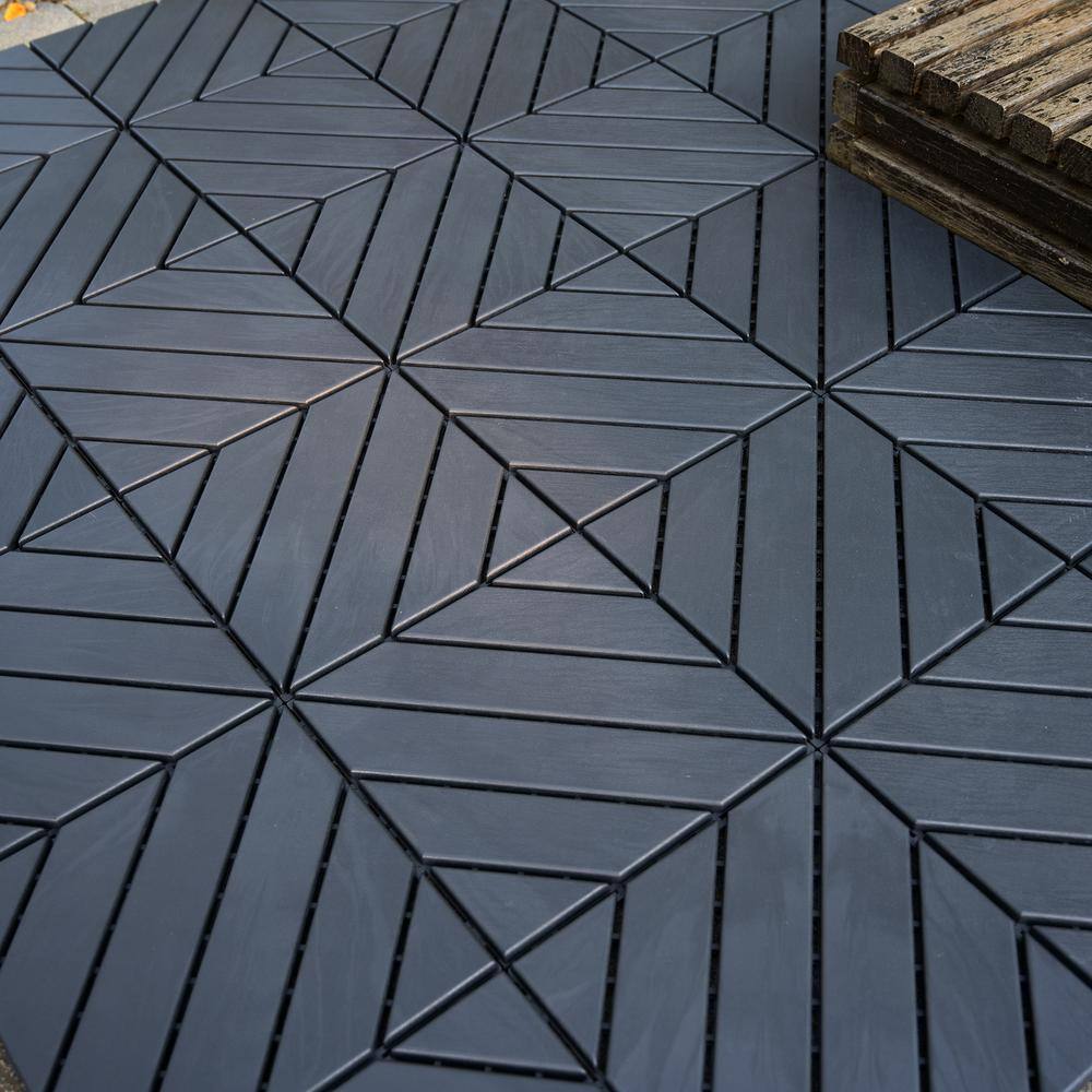 Sudzendf 1 ft. x 1 ft. Outdoor Square Waterproof Deck Tile in Gray, All Weather Use ( 44 Per Case)