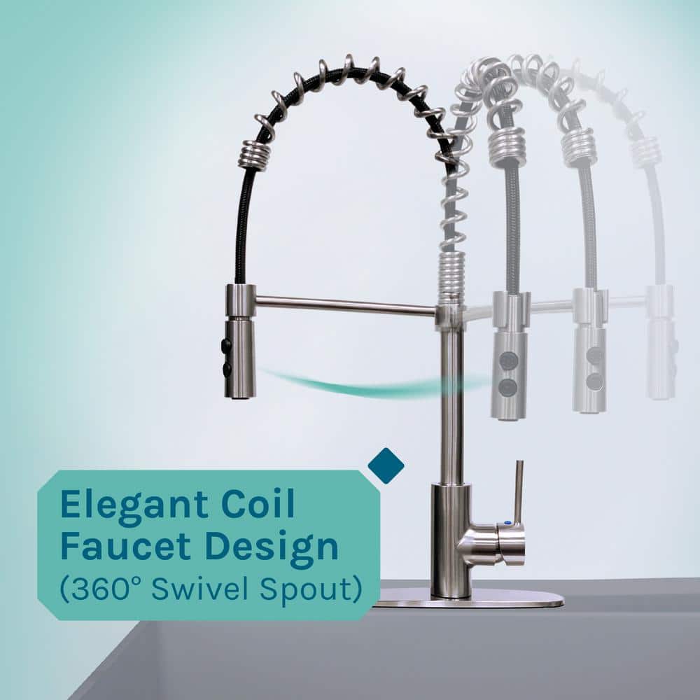TEHILA 22.875 in. Grey Thermoplastic Utility Sink Set with Stainless Steel Faucet