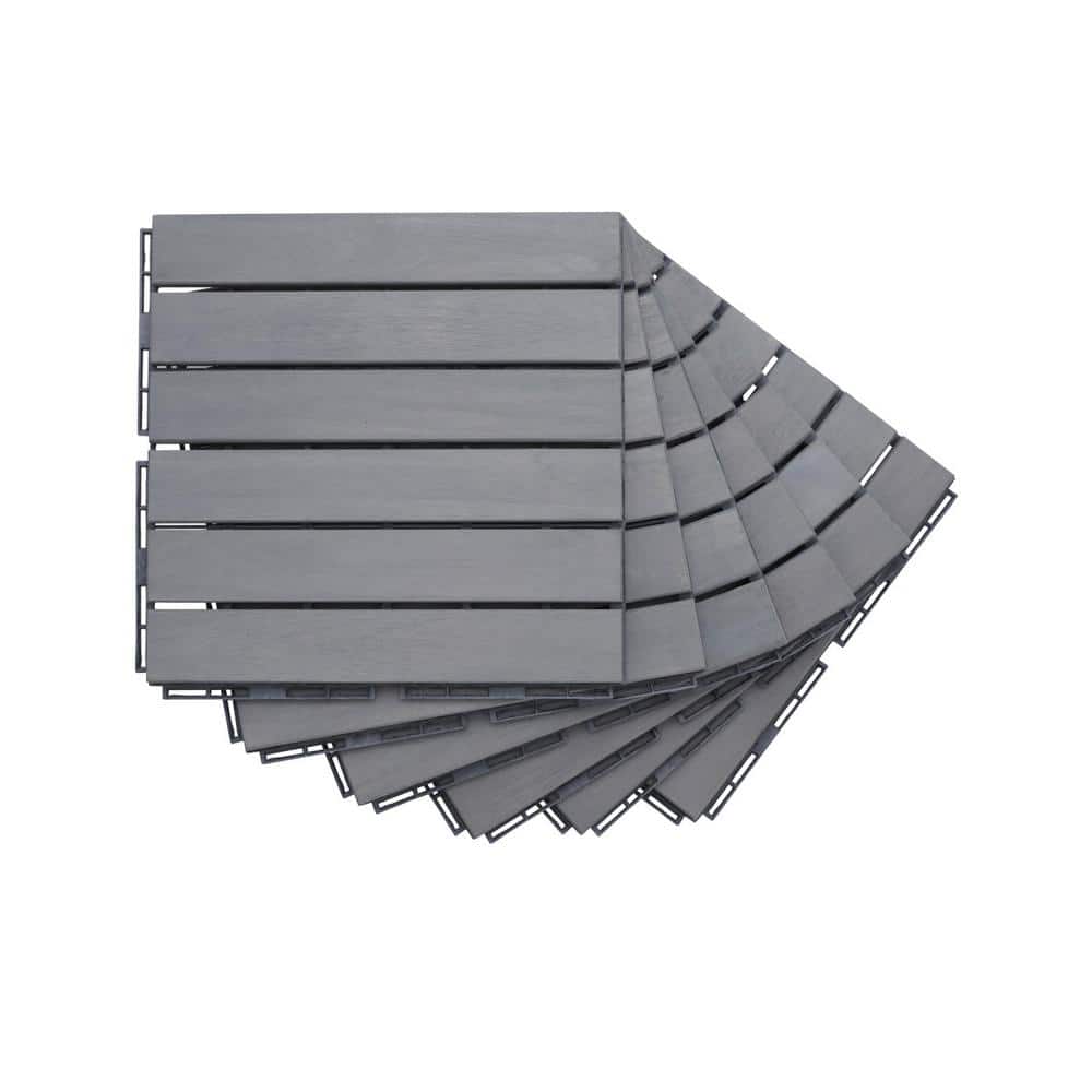 Tidoin Outdoor 1 ft. x 1 ft. Solid Wood Deck Tile in Gray(10 Per Box)