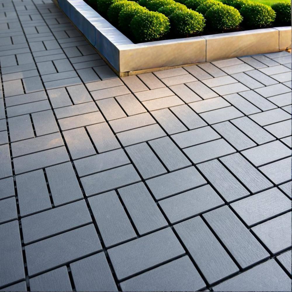 Tidoin Outdoor 1 ft. x 1 ft. Composite Interlocking Tile Deck Tile in Gray(44 Per Box)