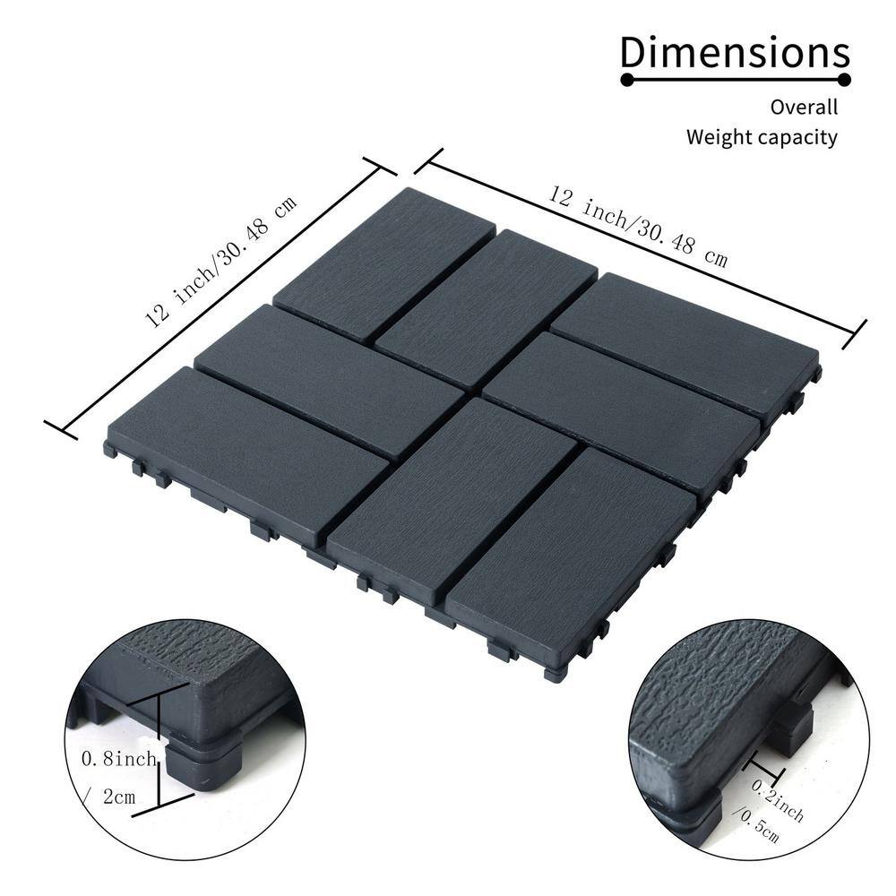 Tidoin Outdoor 1 ft. x 1 ft. Composite Interlocking Tile Deck Tile in Gray(44 Per Box)