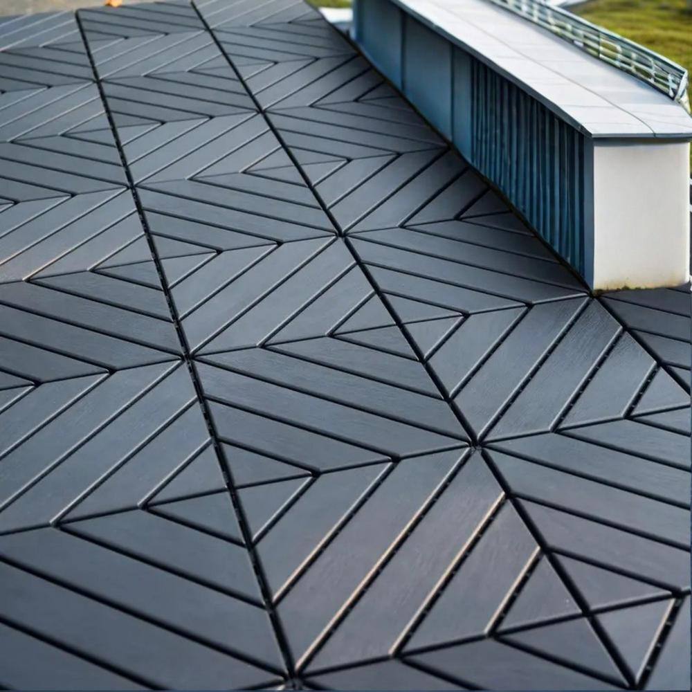 Tidoin Outdoor 1 ft. x 1 ft. Composite Interlocking Tile Deck Tile in Gray(27 Per Box)