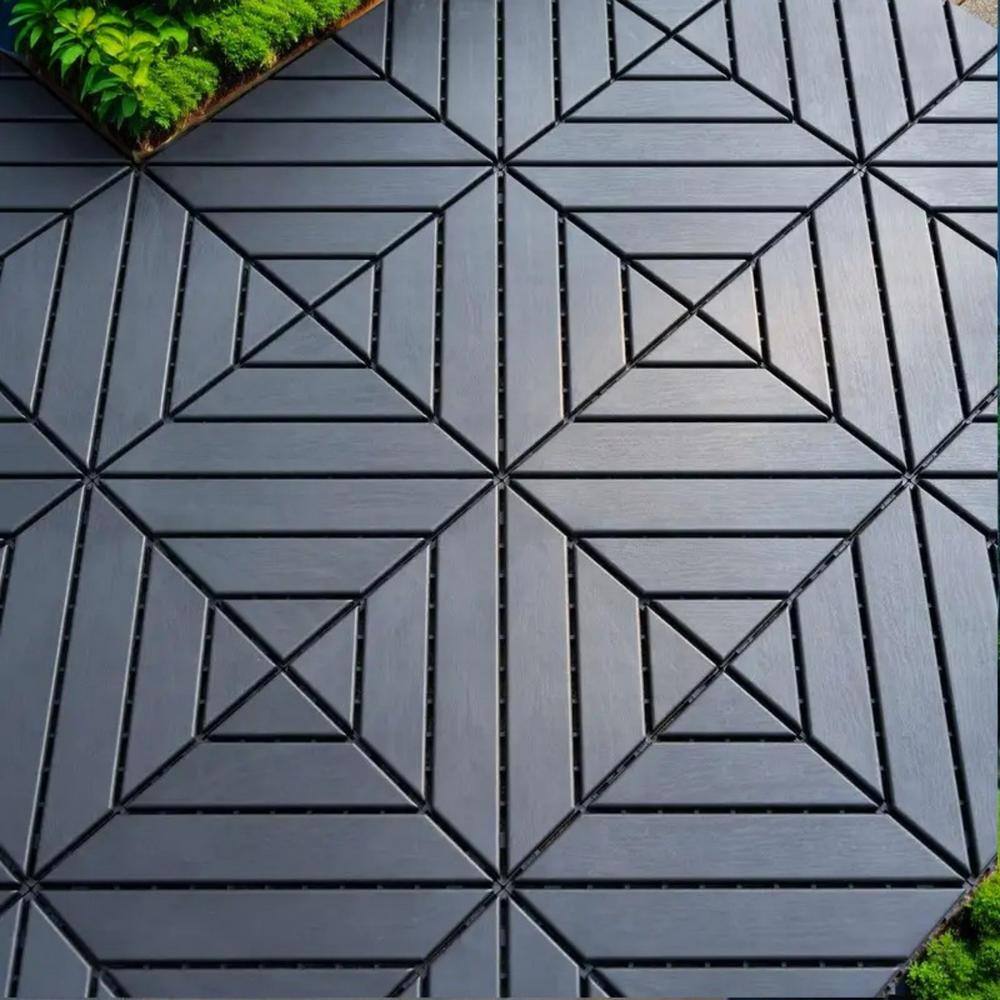 Tidoin Outdoor 1 ft. x 1 ft. Composite Interlocking Tile Deck Tile in Gray(27 Per Box)
