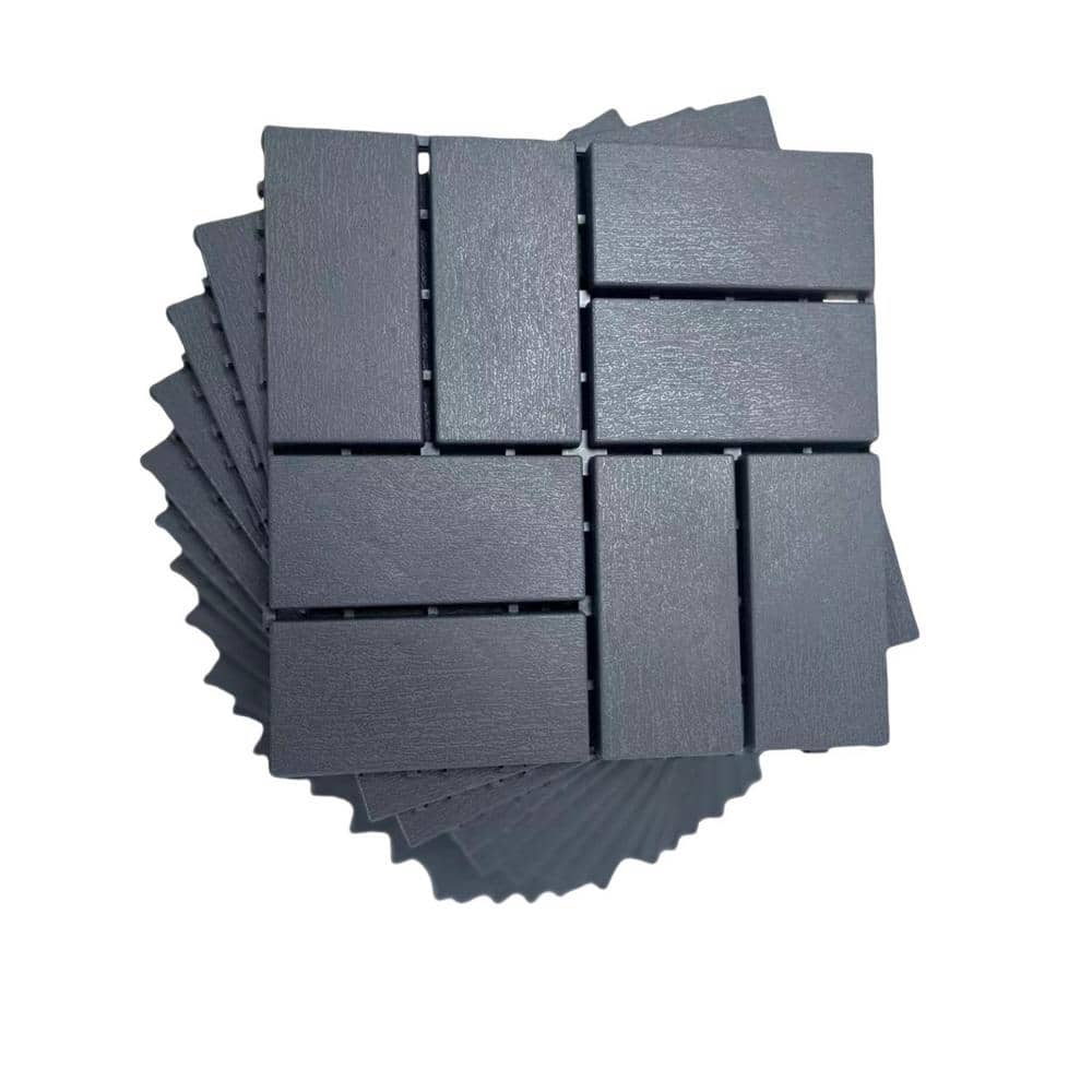 Tidoin Outdoor 1 ft. x 1 ft. Composite Interlocking Tile Deck Tile in Gray(36 Per Box)