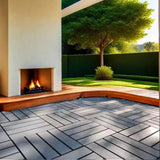 Tidoin Outdoor 1 ft. x 1 ft. Composite Interlocking Tile Deck Tile in Gray(27 Per Box)