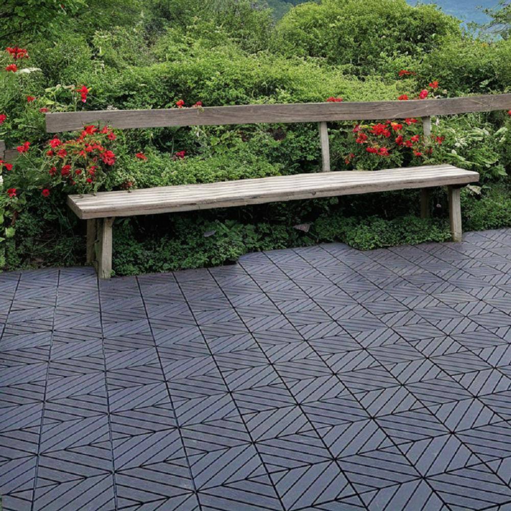 Tidoin Outdoor 1 ft. x 1 ft. Composite Interlocking Tile Deck Tile in Gray(54 Per Box)