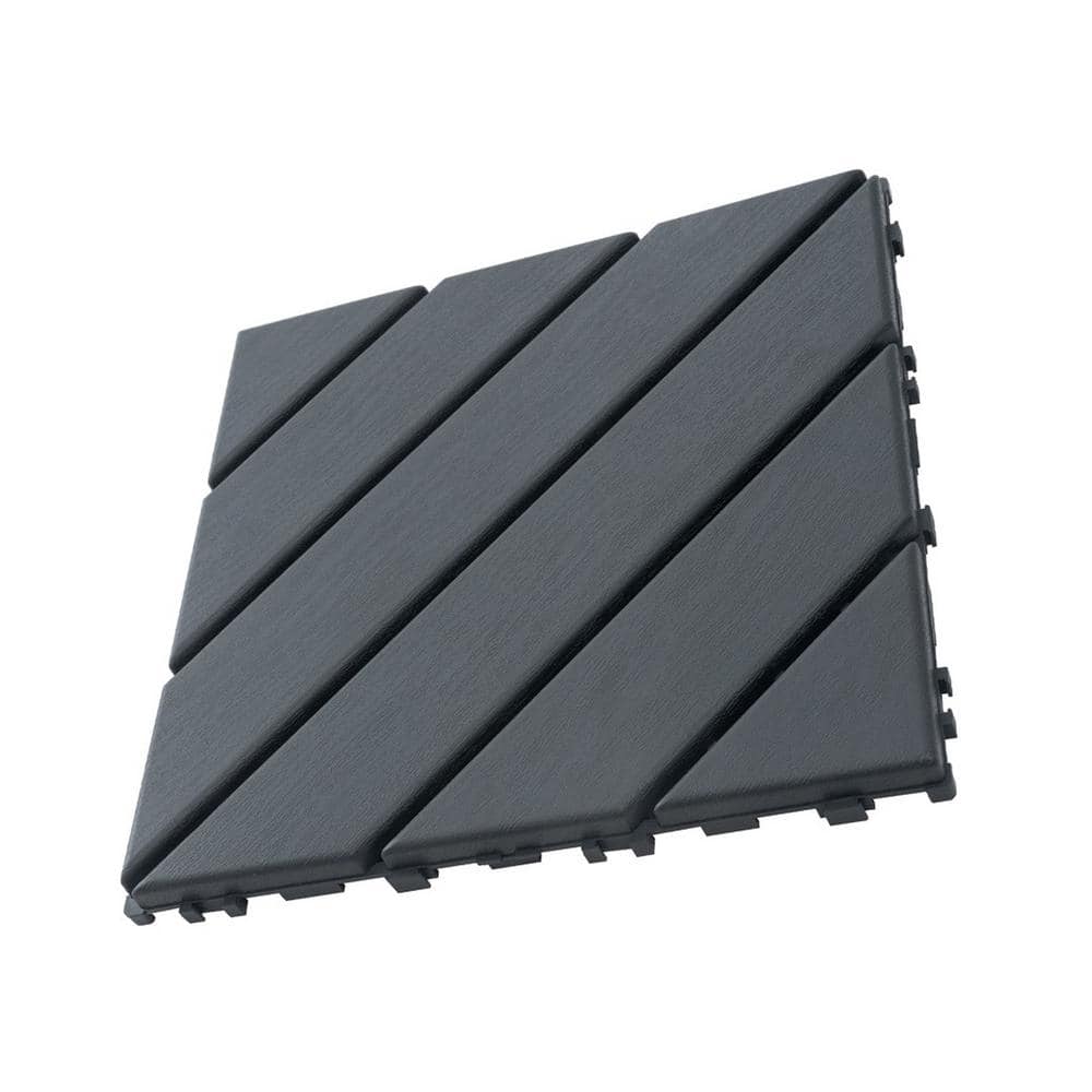 Tidoin Outdoor 1 ft. x 1 ft. Composite Interlocking Tile Deck Tile in Gray(54 Per Box)