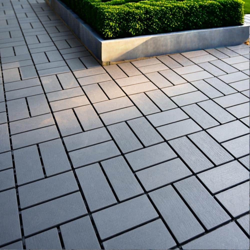 Tidoin Outdoor 1 ft. x 1 ft. Composite Interlocking Tile Deck Tile in Gray(54 Per Box)