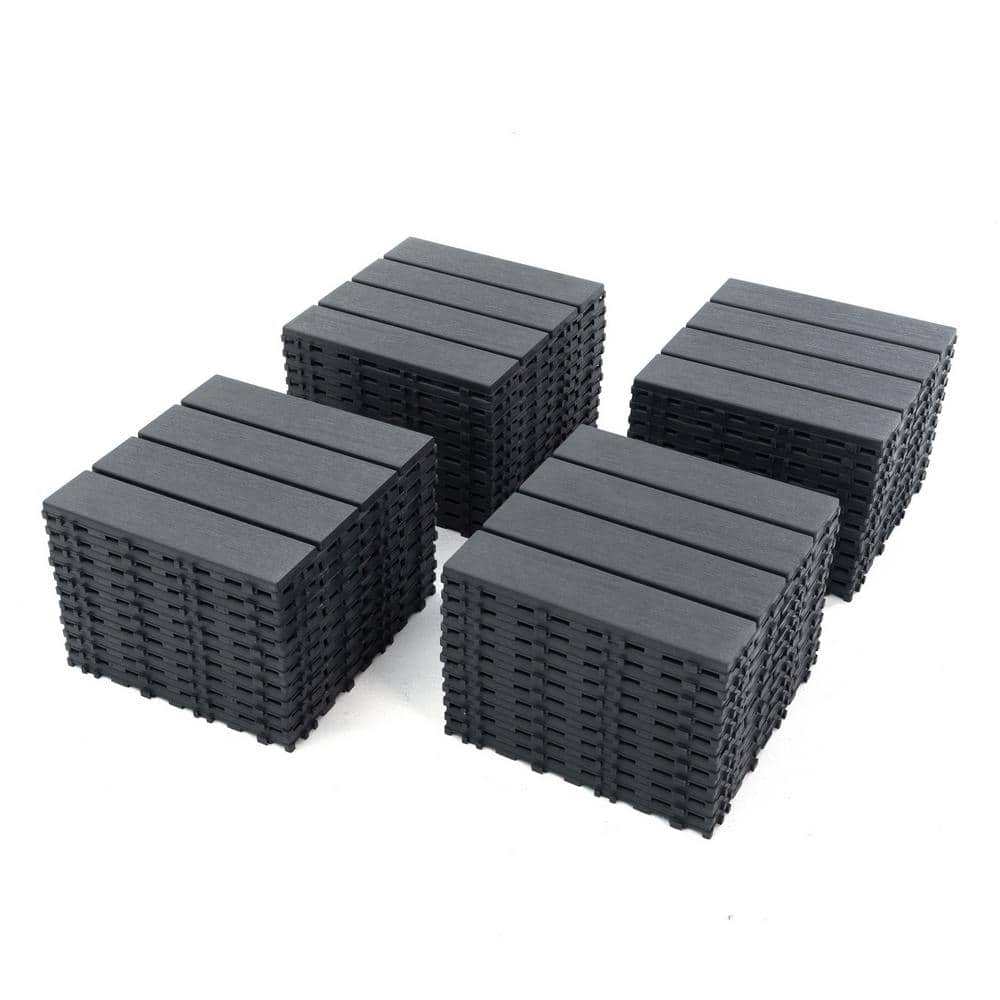 Tidoin Outdoor 1 ft. x 1 ft. Composite Interlocking Tile Deck Tile in Gray(54 Per Box)