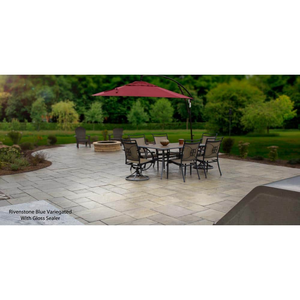 Nantucket Pavers Patio-on-a-Pallet 12in. x 24in. and 24in. x 24in. Concrete Gray Variegated Basketweave Yorkstone Paver(18 Pcs/48 Sq Ft)