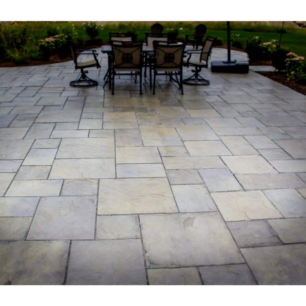 Nantucket Pavers Patio-on-a-Pallet 10 ft. x 10 ft. Concrete Gray Variegated Basket Weave Yorkstone Paver (37 Pieces/100 Sq. Ft.)