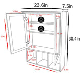 VEIKOUS 23.6 in. W x 30.4 in. H Rectangular Surface-Mount Bathroom Medicine Cabinet with Mirrors and Shelves in Gray