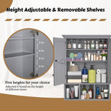 VEIKOUS 23.6 in. W x 30.4 in. H Rectangular Surface-Mount Bathroom Medicine Cabinet with Mirrors and Shelves in Gray