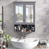 VEIKOUS 23.6 in. W x 30.4 in. H Rectangular Surface-Mount Bathroom Medicine Cabinet with Mirrors and Shelves in Gray