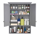 VEIKOUS 23.6 in. W x 30.4 in. H Rectangular Surface-Mount Bathroom Medicine Cabinet with Mirrors and Shelves in Gray
