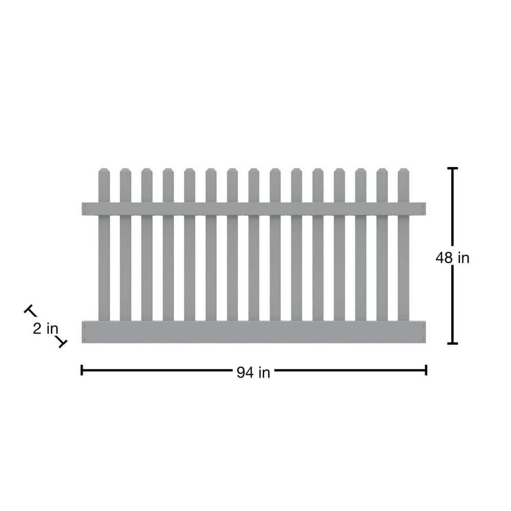 Kettle Straight 4 ft. H x 8 ft. W Gray Picket Vinyl Fence Panel (Unassembled)