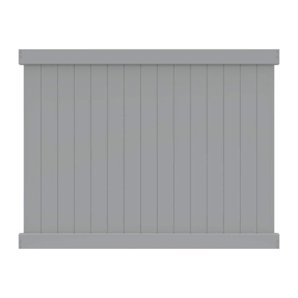 Bryce 6 ft. x 8 ft. Gray Privacy Flat Framed Vinyl Fence Panel