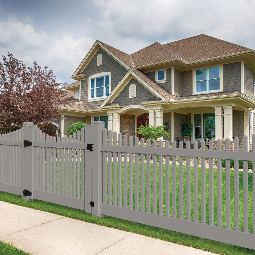 Barrette Outdoor Living Yukon/Kettle 84 in. Gray Vinyl Fence Corner Post