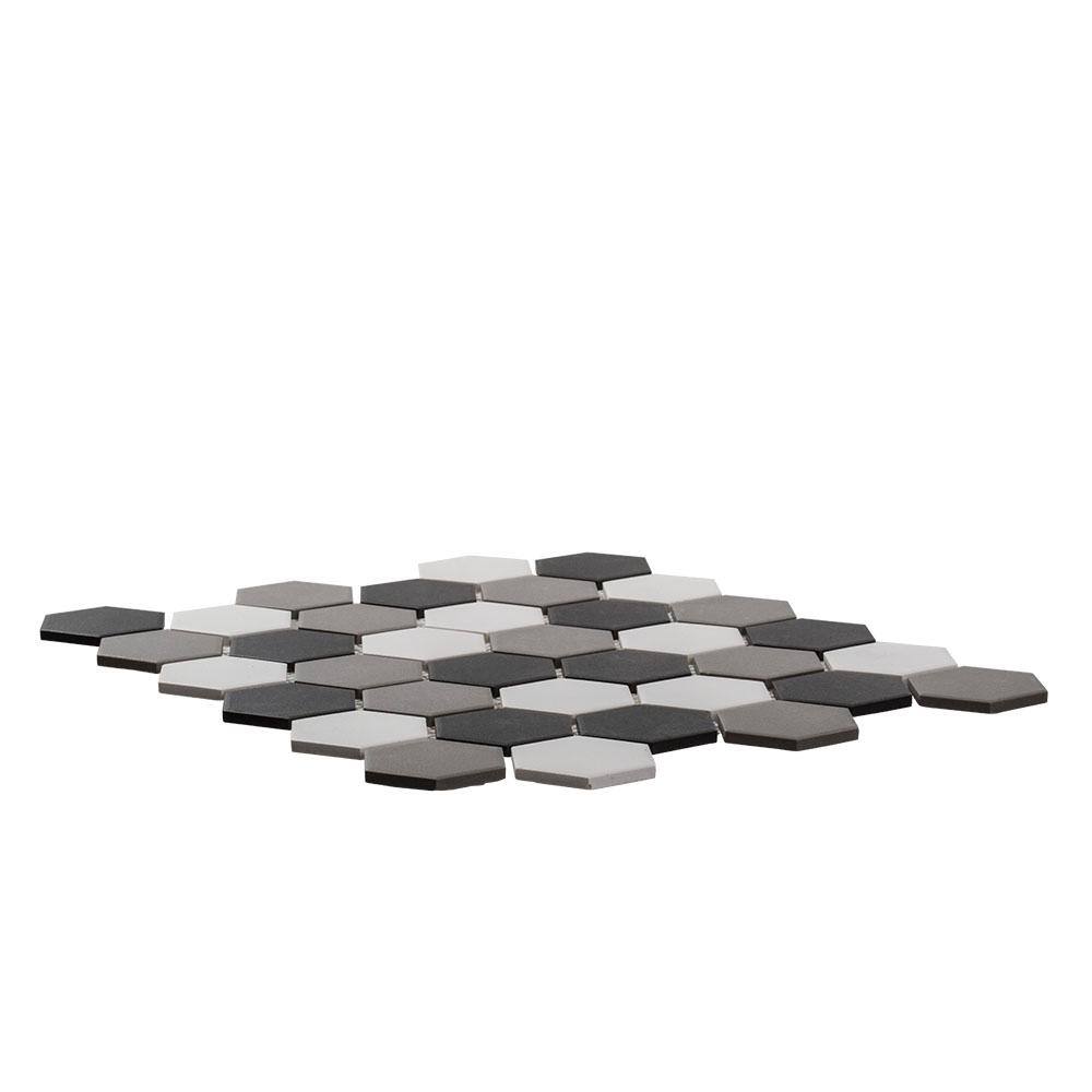 Ink Blot Gray 12.625 in. x 10.875 in. Hexagon Matte Porcelain Wall and Floor Mosaic Tile (14.30 sq. ft./Case)