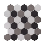 Ink Blot Gray 12.625 in. x 10.875 in. Hexagon Matte Porcelain Wall and Floor Mosaic Tile (14.30 sq. ft./Case)