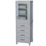 Wyndham Collection Sheffield 24" Gray Linen Cabinet with Brushed Chrome Trim