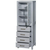 Wyndham Collection Sheffield 24" Gray Linen Cabinet with Brushed Chrome Trim