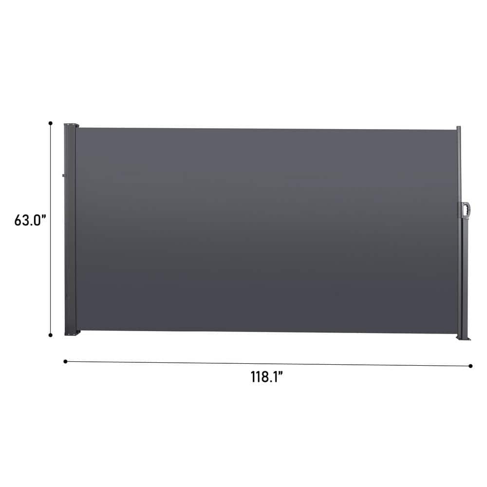Zeus & Ruta 118.1 in. W x 63 in. H Patio Retractable Folding Side Awning Screen Privacy Divider