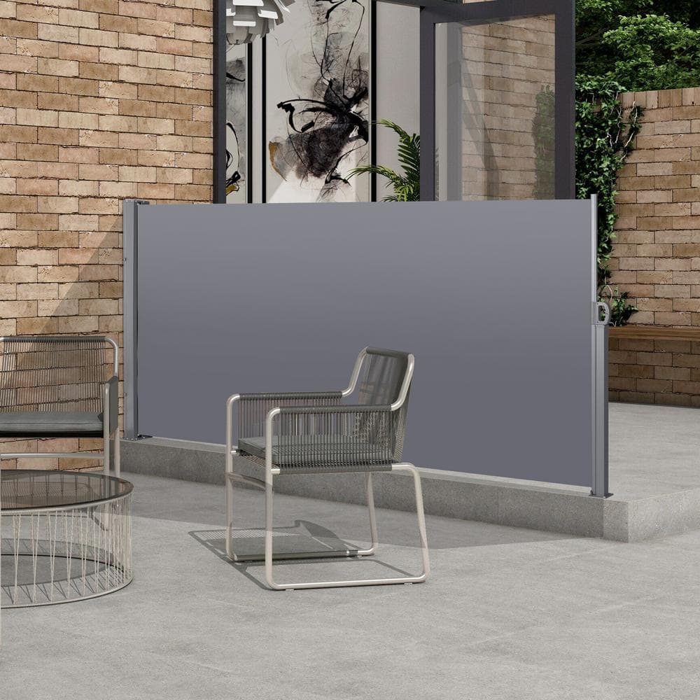 Zeus & Ruta 118.1 in. W x 63 in. H Patio Retractable Folding Side Awning Screen Privacy Divider