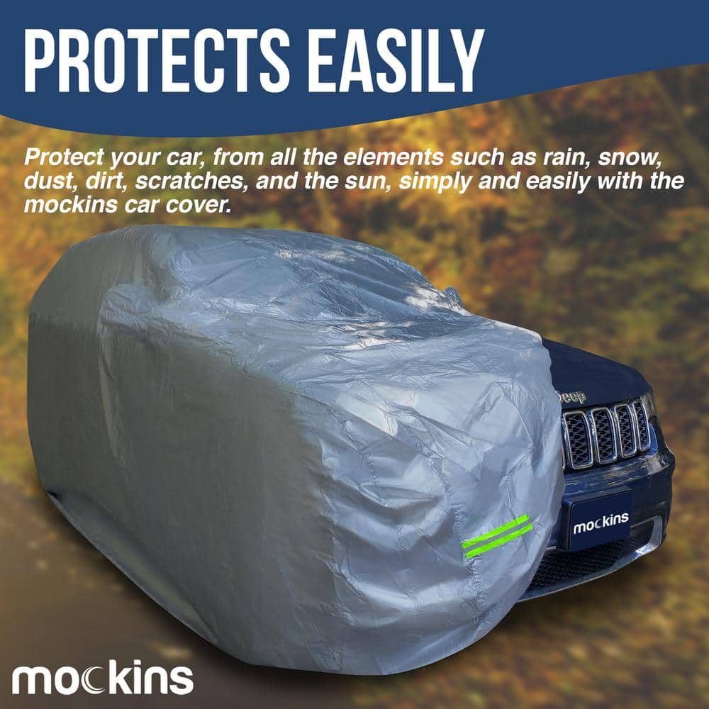 Mockins 190 in. x 75 in. x 72 in. Water Resistant Car Cover - 190T Silver Polyester - Medium SUV Cover