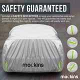 Mockins 190 in. x 75 in. x 60 in. Water Resistant Car Cover with Zipper Opening - 190T Silver Polyester-Medium Sedan