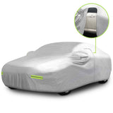 Mockins 190 in. x 75 in. x 60 in. Water Resistant Car Cover with Zipper Opening - 190T Silver Polyester-Medium Sedan