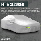 Mockins 190 in. x 75 in. x 60 in. Water Resistant Car Cover with Zipper Opening - 190T Silver Polyester-Medium Sedan