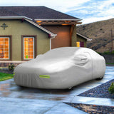 Mockins 190 in. x 75 in. x 60 in. Water Resistant Car Cover with Zipper Opening - 190T Silver Polyester-Medium Sedan