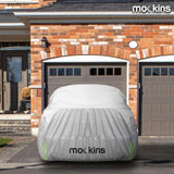 Mockins 190 in. x 75 in. x 60 in. Water Resistant Car Cover with Zipper Opening - 190T Silver Polyester-Medium Sedan