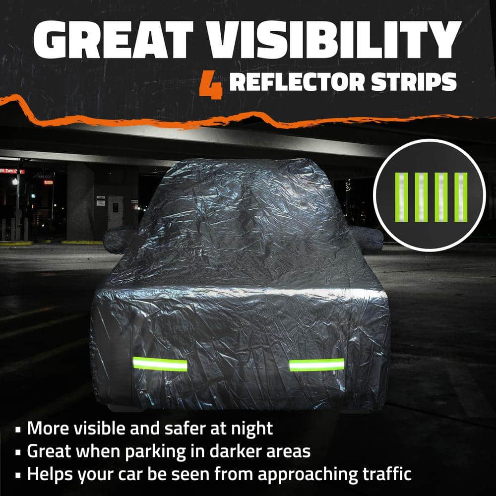 Mockins 190 in. x 75 in. x 72 in. Water Resistant Car Cover with Zipper Door - 190T Silver Polyester - Medium SUV Cover